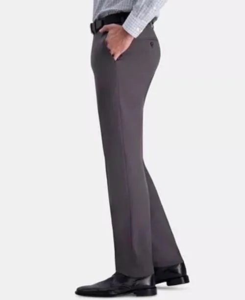 Haggar Mens Slim fit Dress Pants 34 / 29 Charcoal Grey Solid Stretch