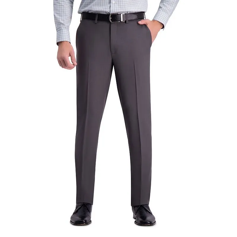 Haggar Mens Slim fit Dress Pants 34 / 29 Charcoal Grey Solid Stretch