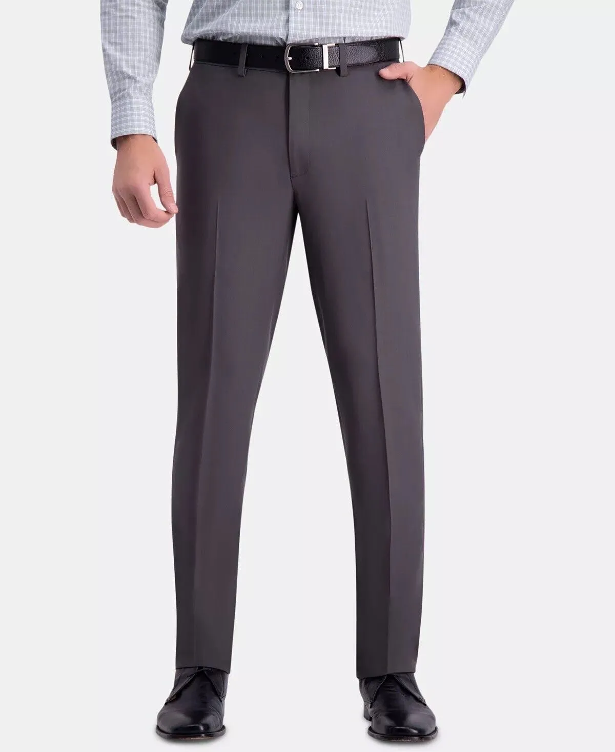 Haggar Mens Slim fit Dress Pants 34 / 29 Charcoal Grey Solid Stretch