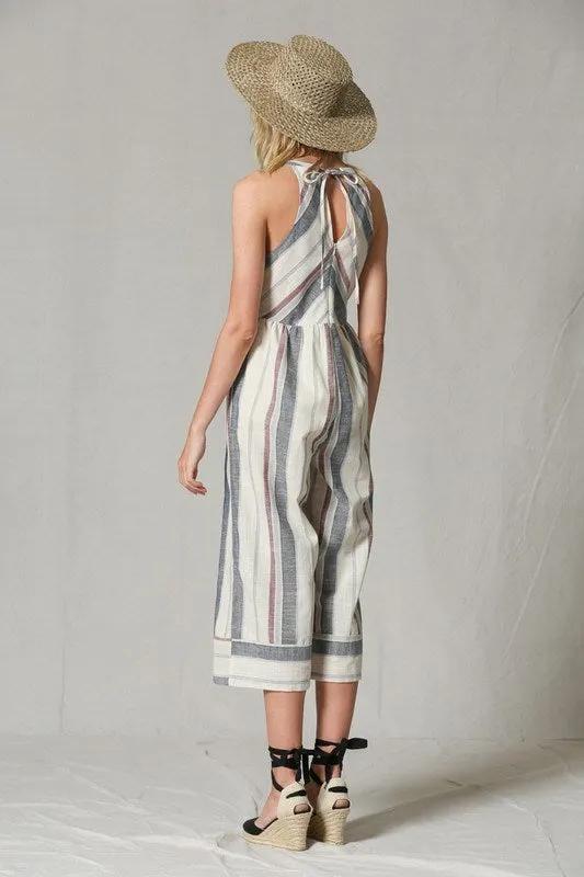 Halter Striped Jumpsuit