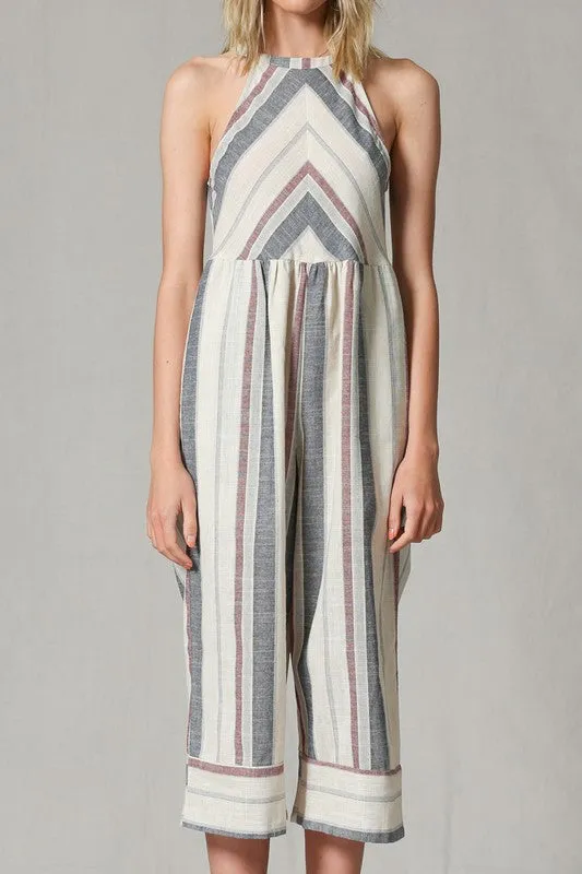 Halter Striped Jumpsuit