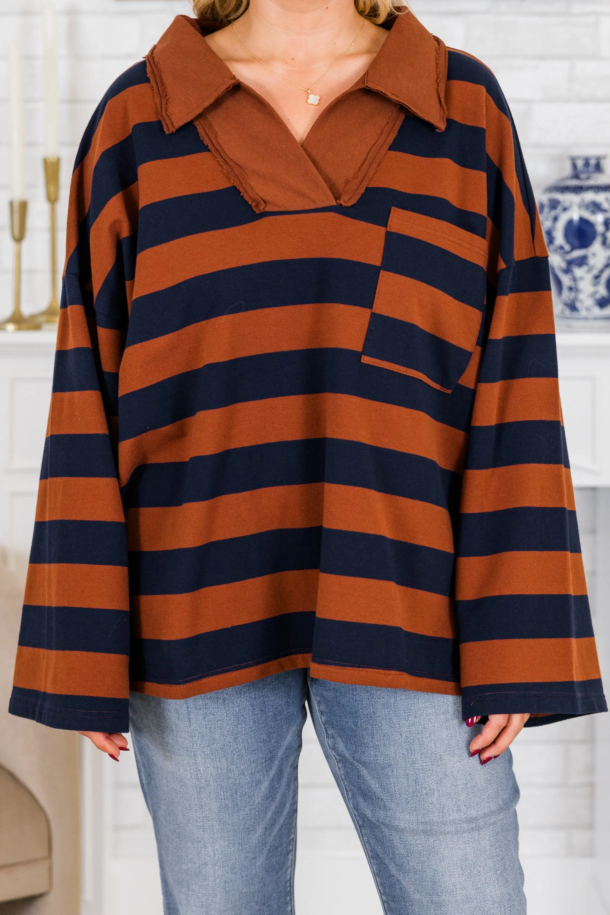 Heartland Home Sweatshirt, Brown-Navy