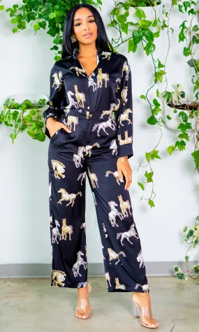 Horse Print Satin Set FINAL SALE