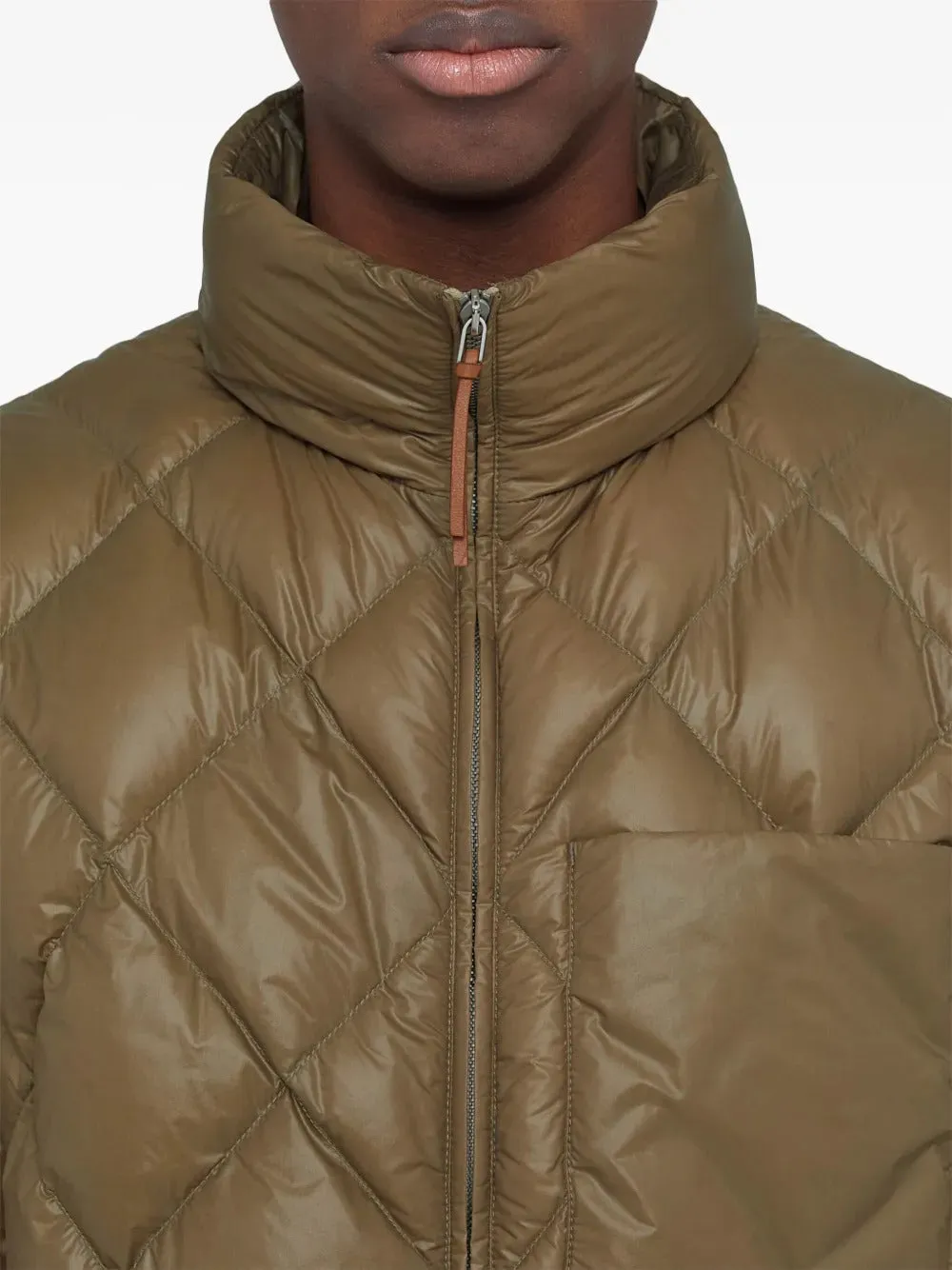 JIL SANDER Mens Down Puffer Quilted Jacket 141 Lightweight Nylon Large Brown