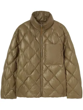 JIL SANDER Mens Down Puffer Quilted Jacket 141 Lightweight Nylon Large Brown