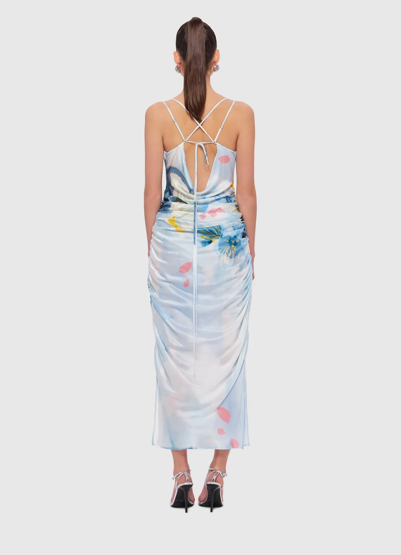 Jill Cowl Neck Slip Dress - Tranquility Print