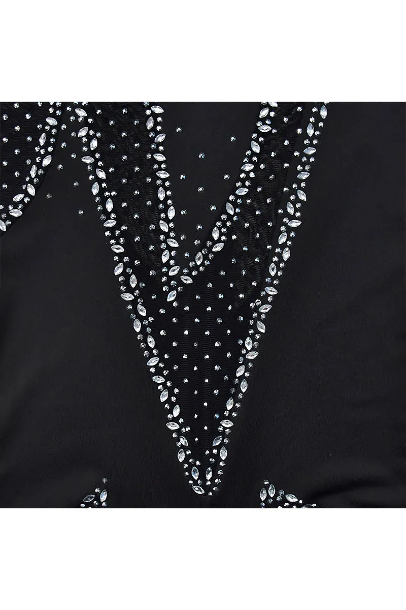 JM0477 Rhinestones Mesh Jumpsuits