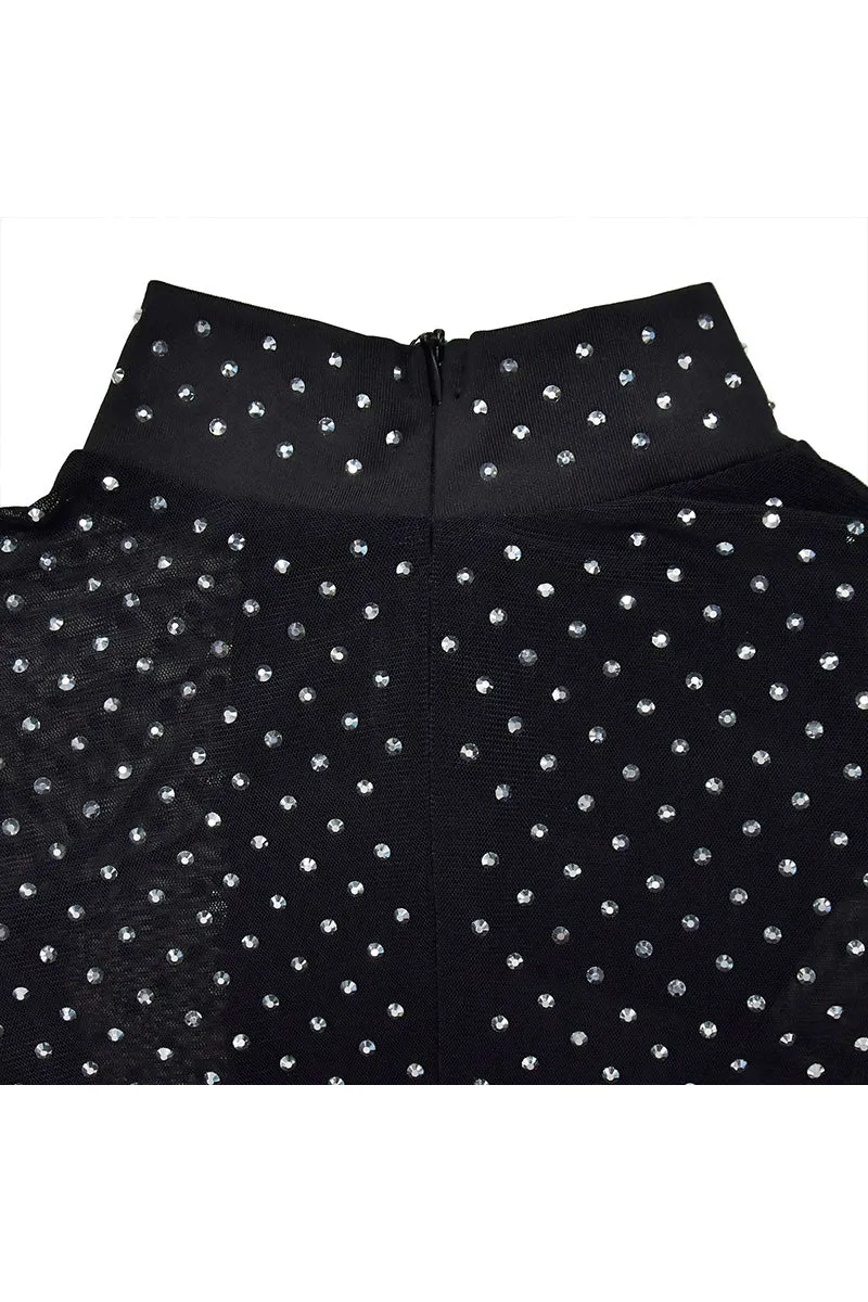 JM0477 Rhinestones Mesh Jumpsuits