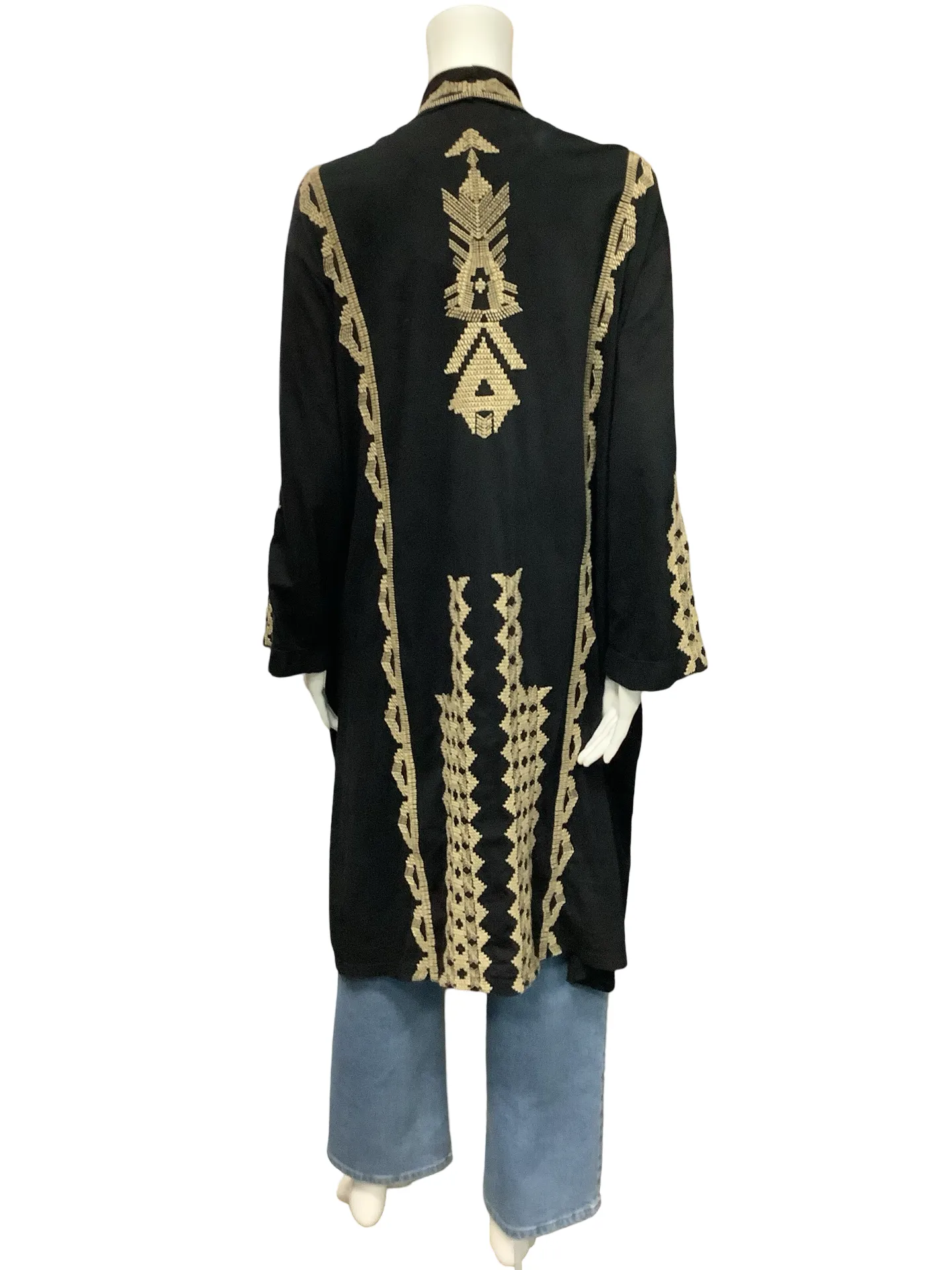 Johnny Was Open Front Velvet Floral Print Maxi Length Size: XL