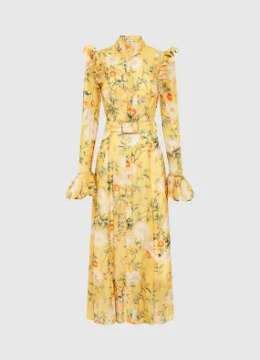 Katrina Butterfly Sleeve Midi Dress - Daisy Print
