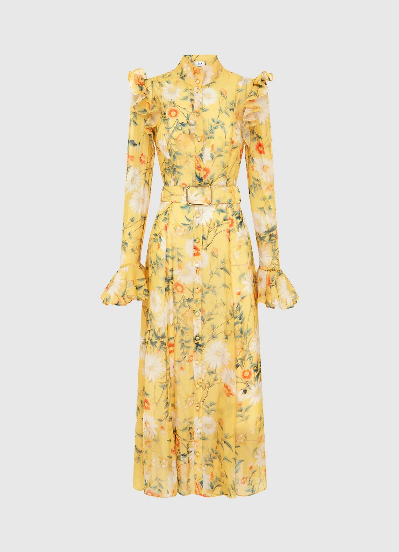Katrina Butterfly Sleeve Midi Dress - Daisy Print