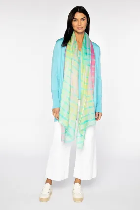 KINROSS CASHMERE - BLURRED LINES PRINT SCARF