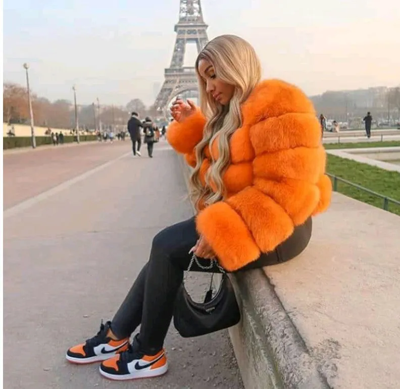 Lady Faux Fox Fur Short Coat