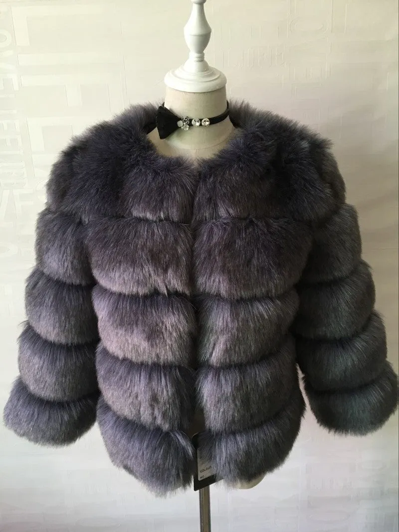 Lady Faux Fox Fur Short Coat