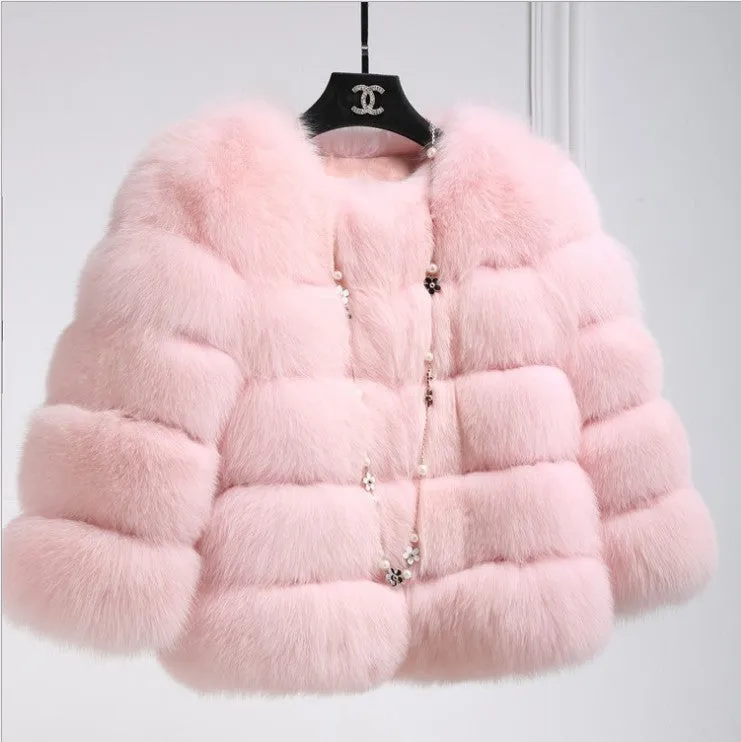 Lady Faux Fox Fur Short Coat