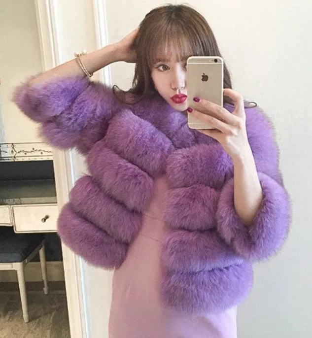 Lady Faux Fox Fur Short Coat