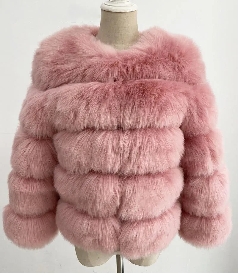 Lady Faux Fox Fur Short Coat