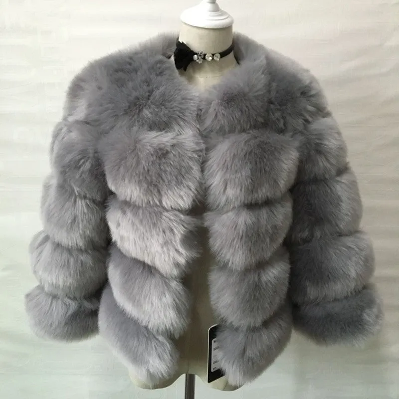 Lady Faux Fox Fur Short Coat