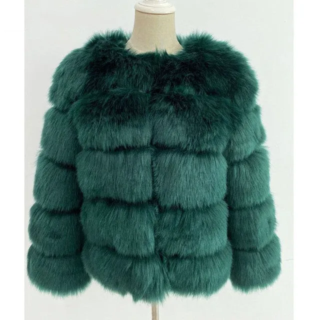 Lady Faux Fox Fur Short Coat