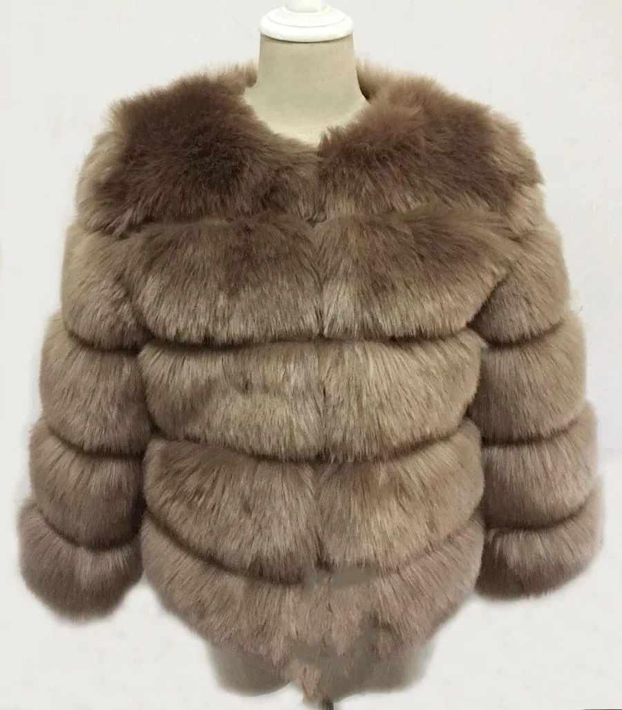 Lady Faux Fox Fur Short Coat