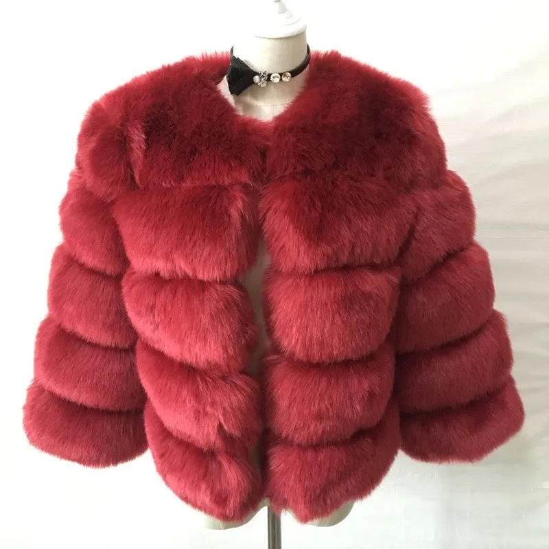 Lady Faux Fox Fur Short Coat