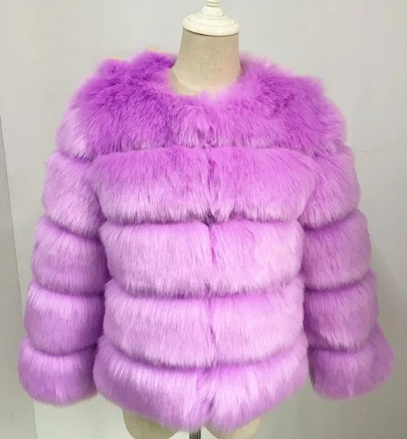 Lady Faux Fox Fur Short Coat