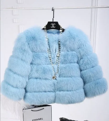 Lady Faux Fox Fur Short Coat