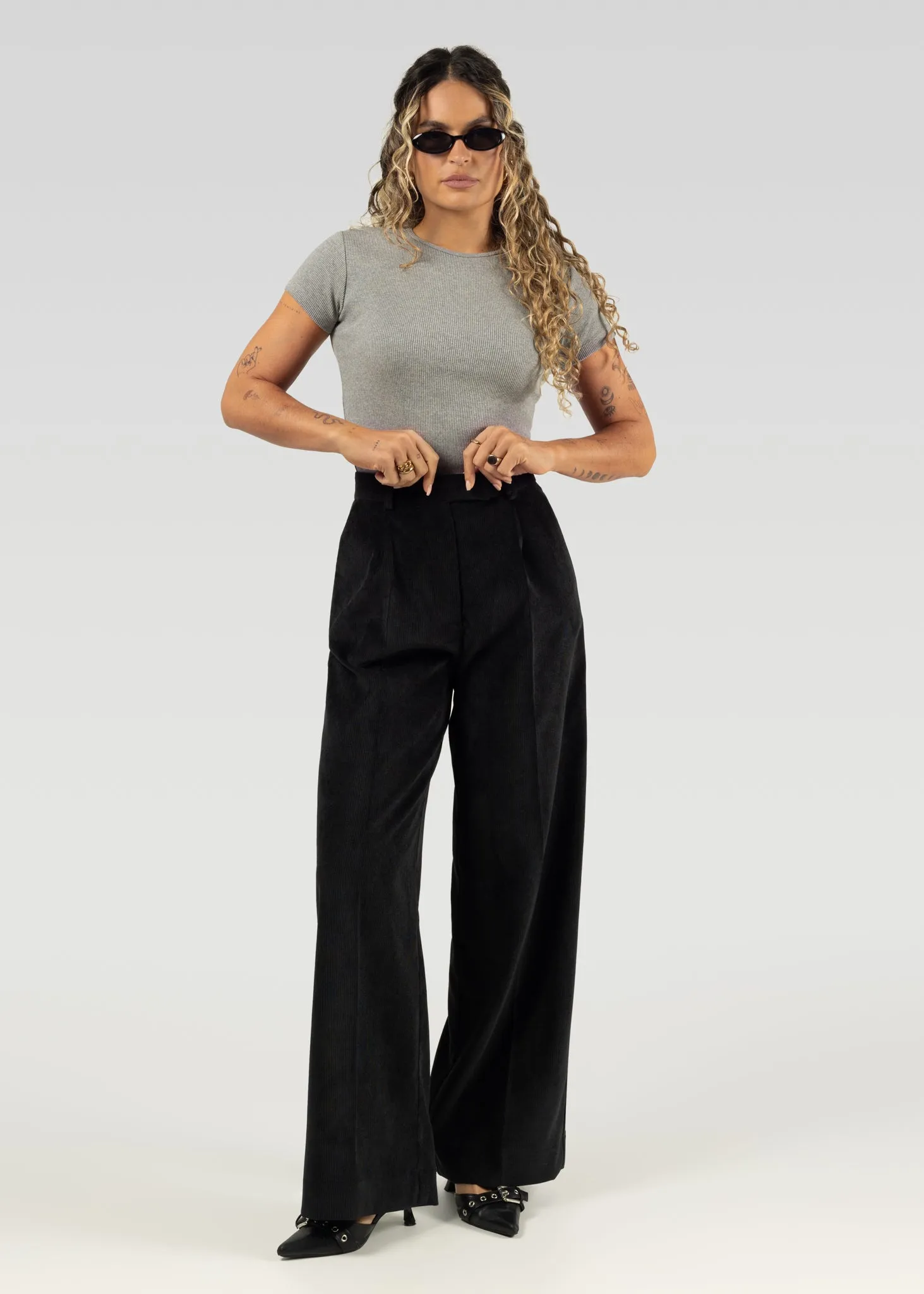 Lewis Corduroy Trousers - Black