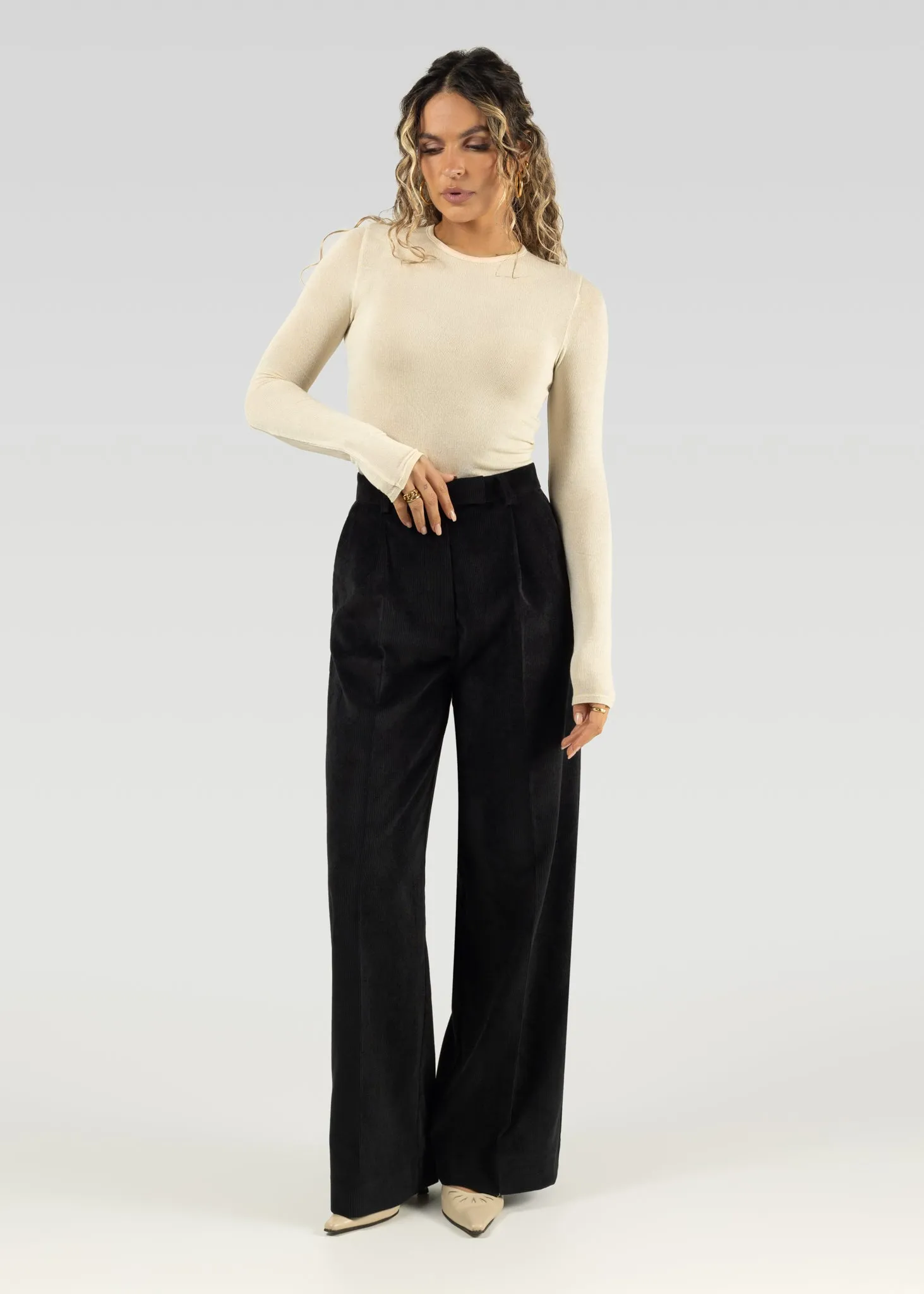 Lewis Corduroy Trousers - Black