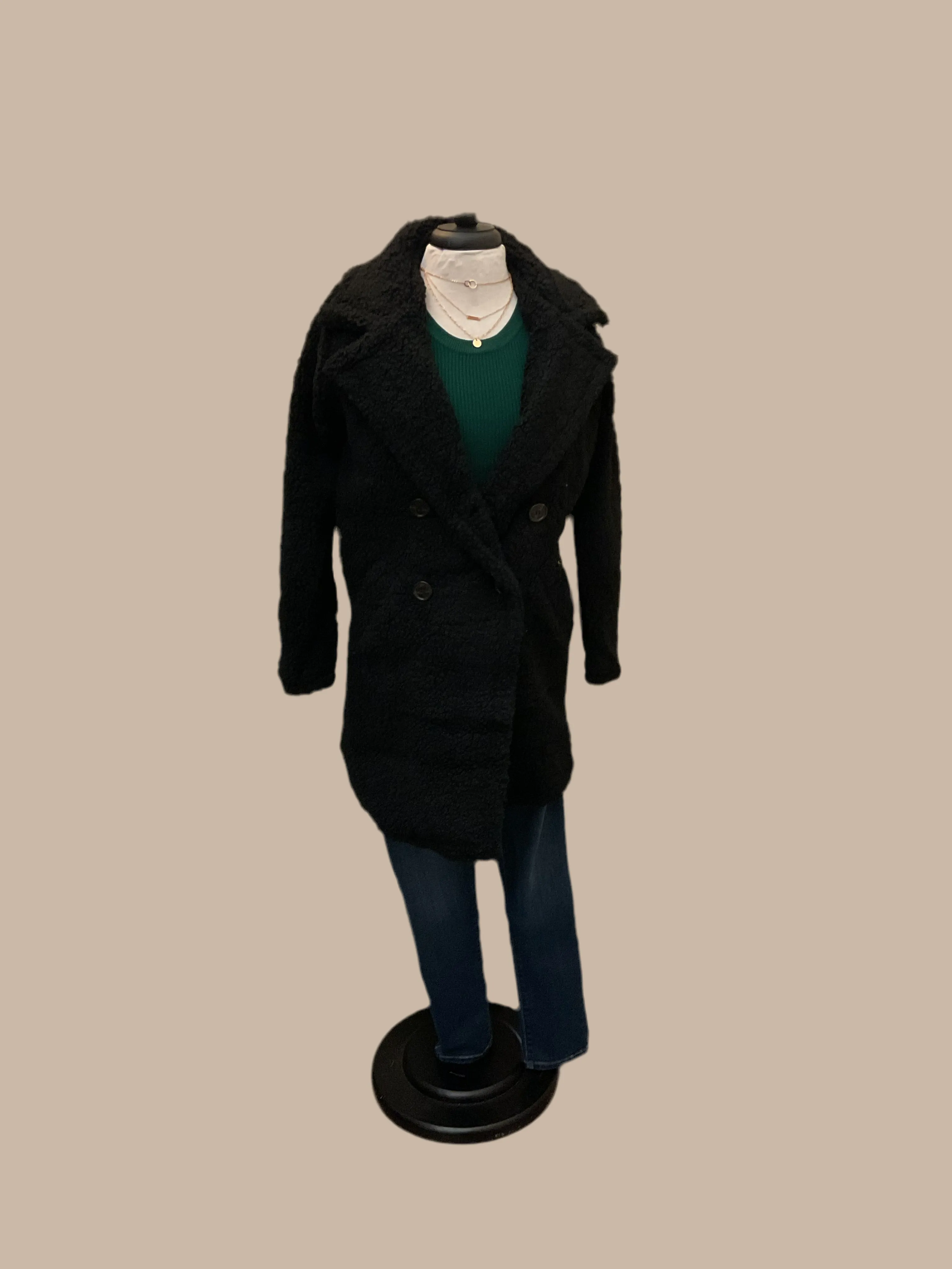 Long Sleeve Double Breasted Faux Fur Teddy Coat