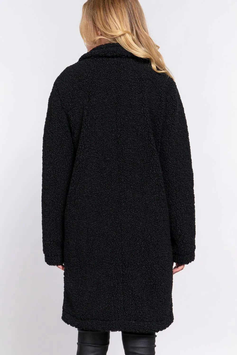 Long Sleeve Double Breasted Faux Fur Teddy Coat