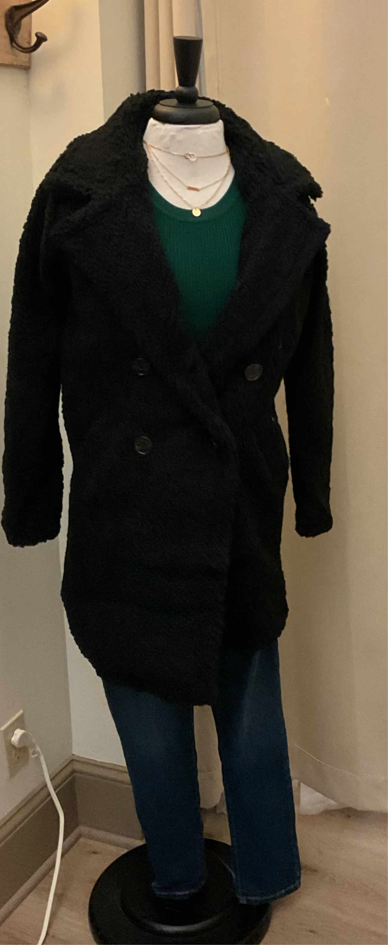 Long Sleeve Double Breasted Faux Fur Teddy Coat