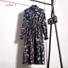 Long Sleeve Floral Print Dress