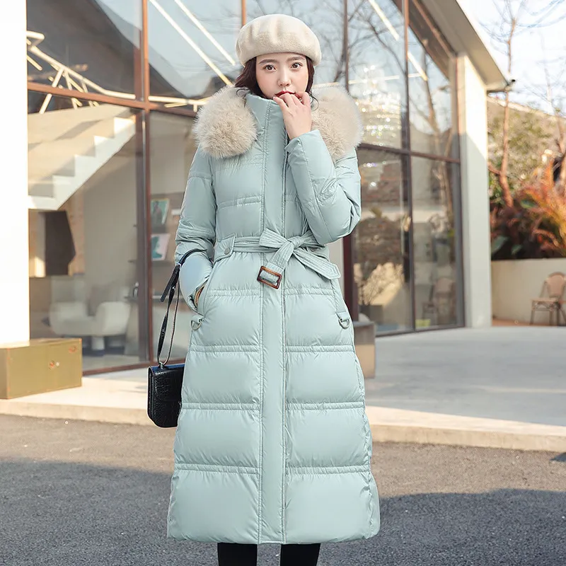 Luxurious Long Puffer Coat With Fur Hood
