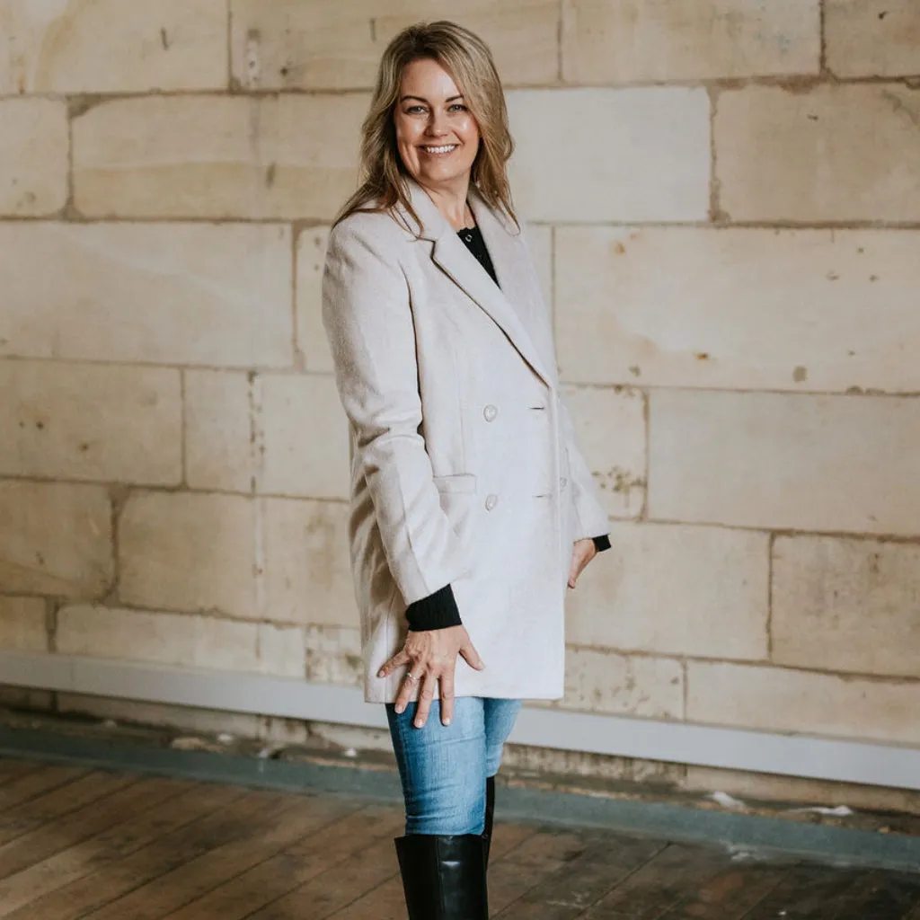 Maria Women's Wool Blazer - Oatmeal