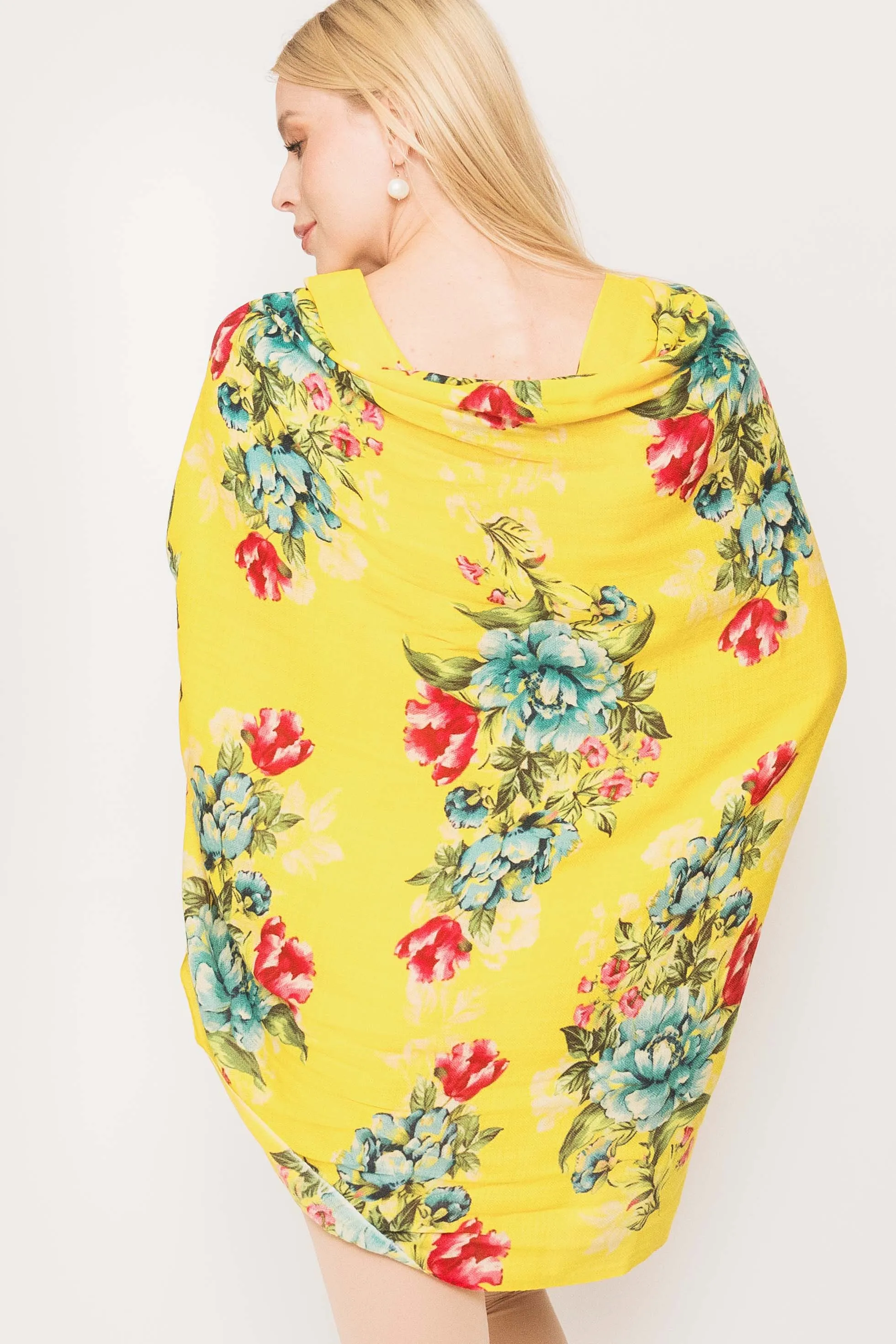 Merino Wool Silk Printed Shawl -  Winter Sale 50% Off - At checkout use code Winter50%