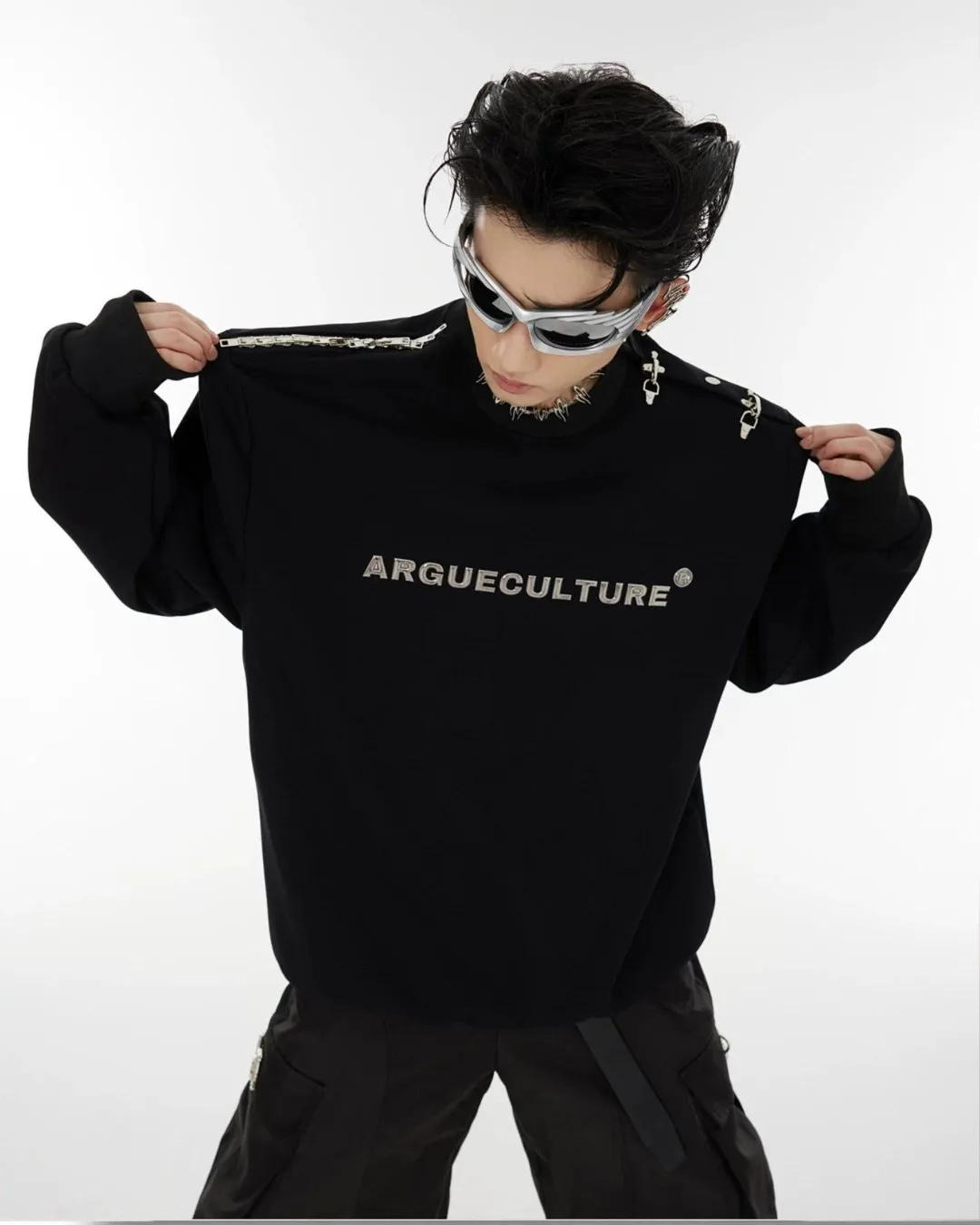 Metal One Shoulder Sweatshirt CLE0004