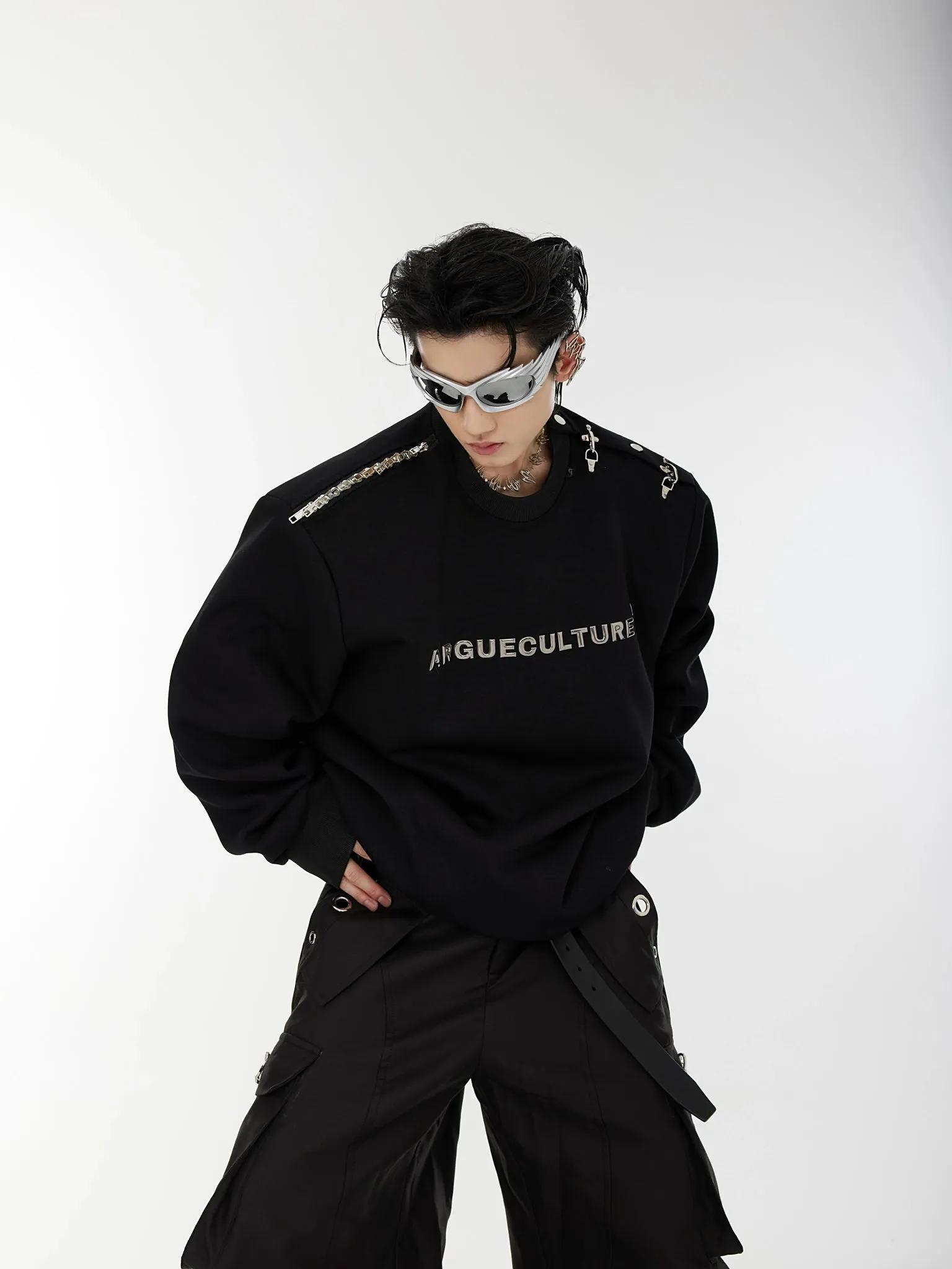 Metal One Shoulder Sweatshirt CLE0004