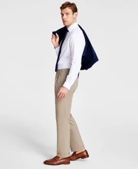 Michael Kors Mens Classic fit Pleated Dress Pants 36 / 30 Beige Solid