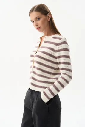 Milk Striped Knit Cardigan