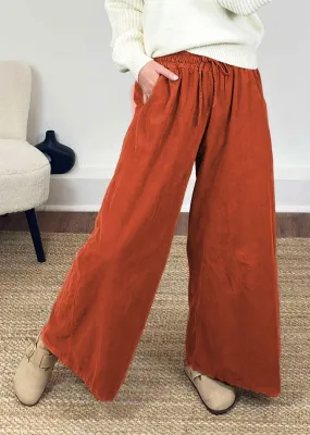 Misty Cord Wide Leg Pants in Orange