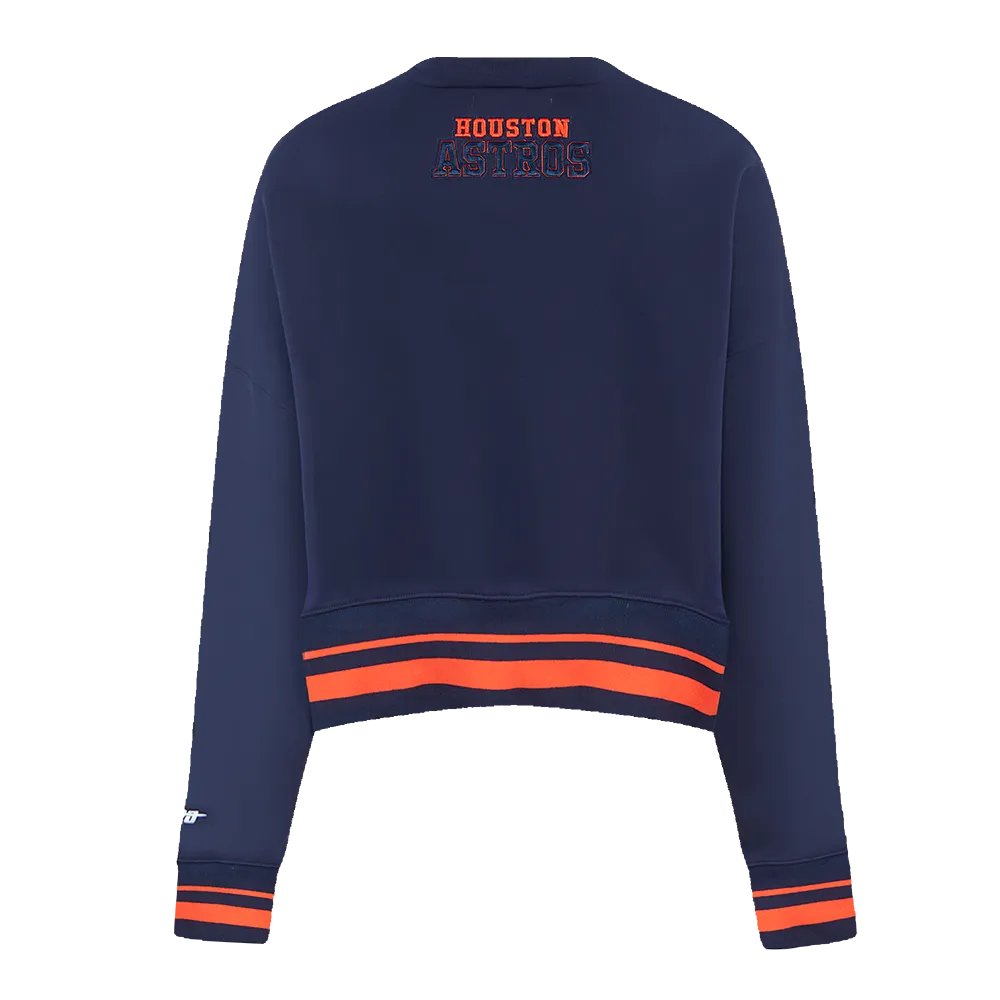 MLB HOUSTON ASTROS AREA CODE WOMEN'S RIB FLC CREWNECK (MIDNIGHT NAVY/ORANGE/MIDNIGHT NAVY)
