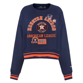 MLB HOUSTON ASTROS AREA CODE WOMEN'S RIB FLC CREWNECK (MIDNIGHT NAVY/ORANGE/MIDNIGHT NAVY)