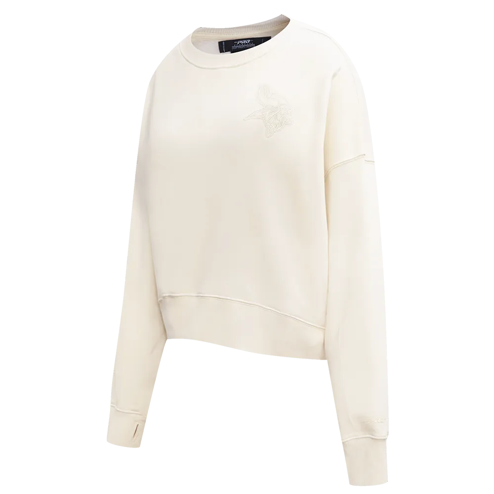 NFL MINNESOTA VIKINGS NEUTRAL WOMEN'S CREWNECK (EGGSHELL)