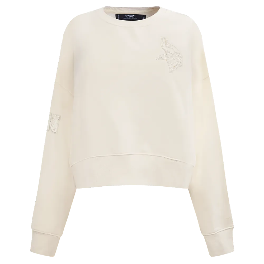 NFL MINNESOTA VIKINGS NEUTRAL WOMEN'S CREWNECK (EGGSHELL)