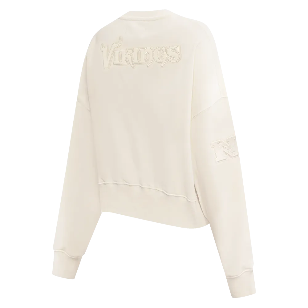 NFL MINNESOTA VIKINGS NEUTRAL WOMEN'S CREWNECK (EGGSHELL)
