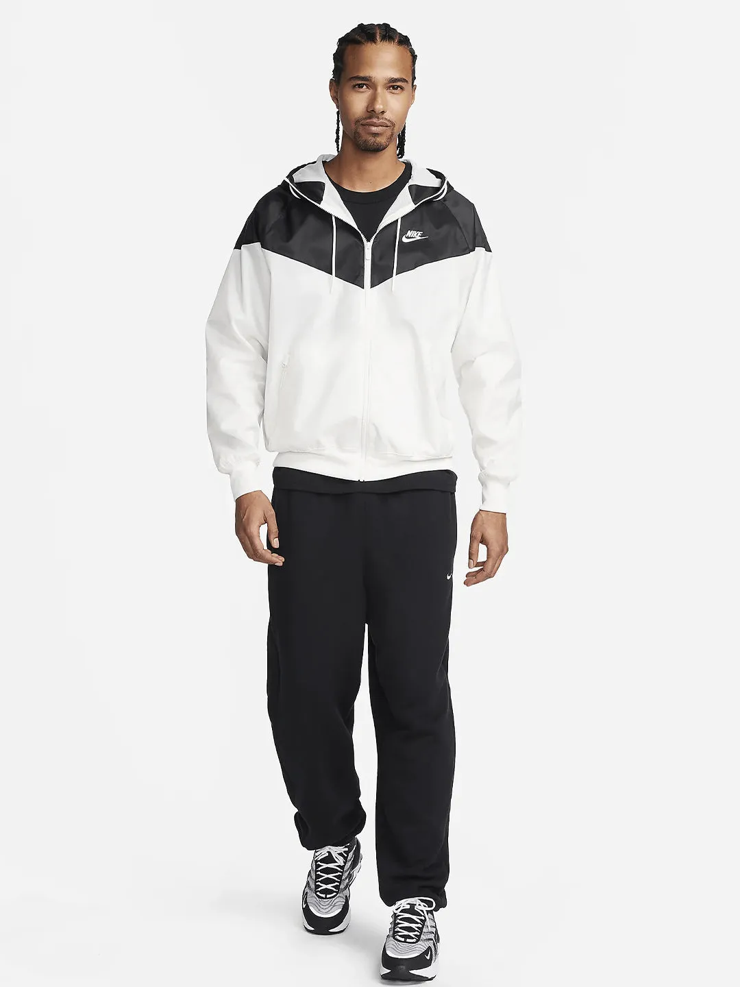 Nike Windrunner felpa bianco con cappuccio e zip
