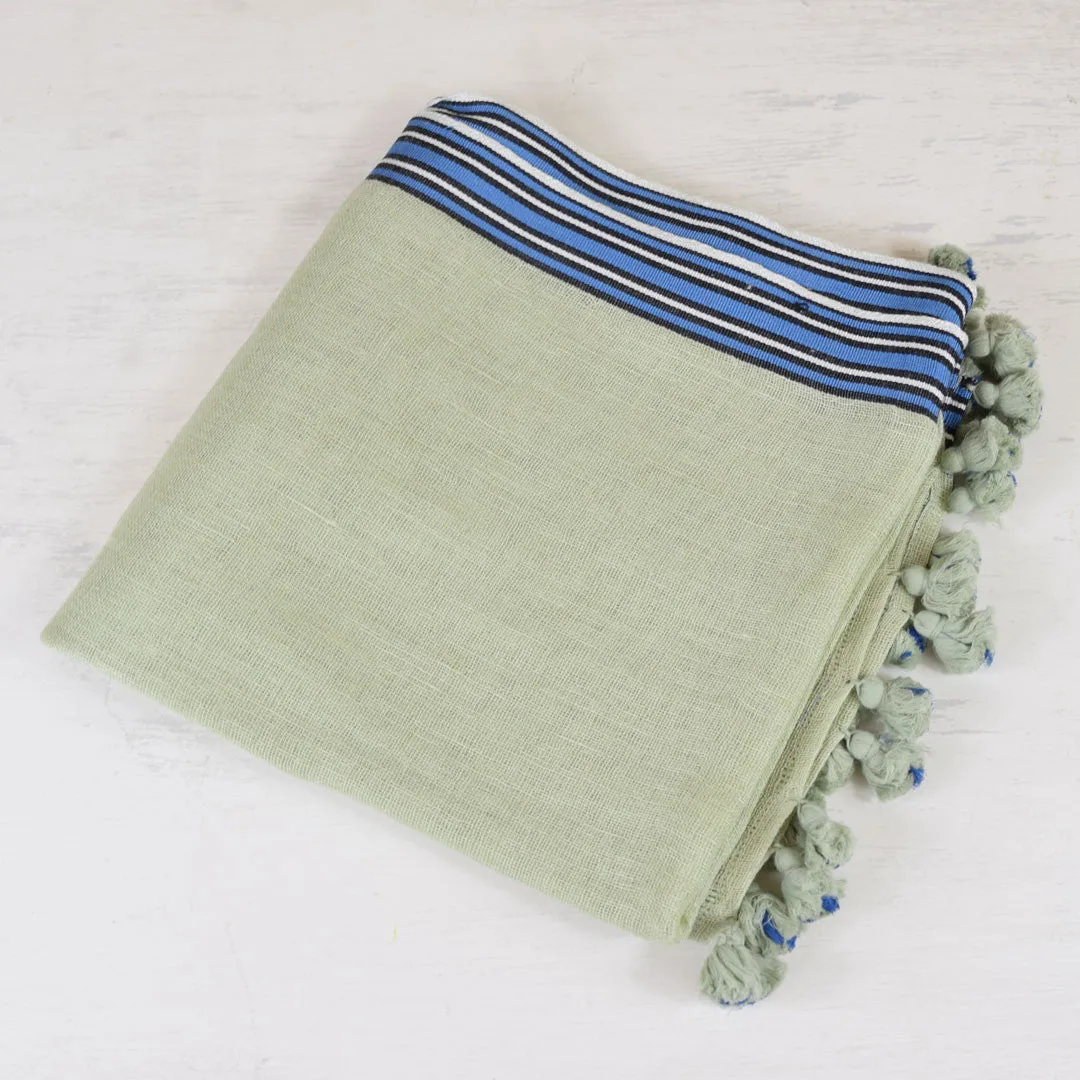 One Hundred Stars Green and Blue Stripe Scarf.