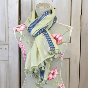 One Hundred Stars Green and Blue Stripe Scarf.