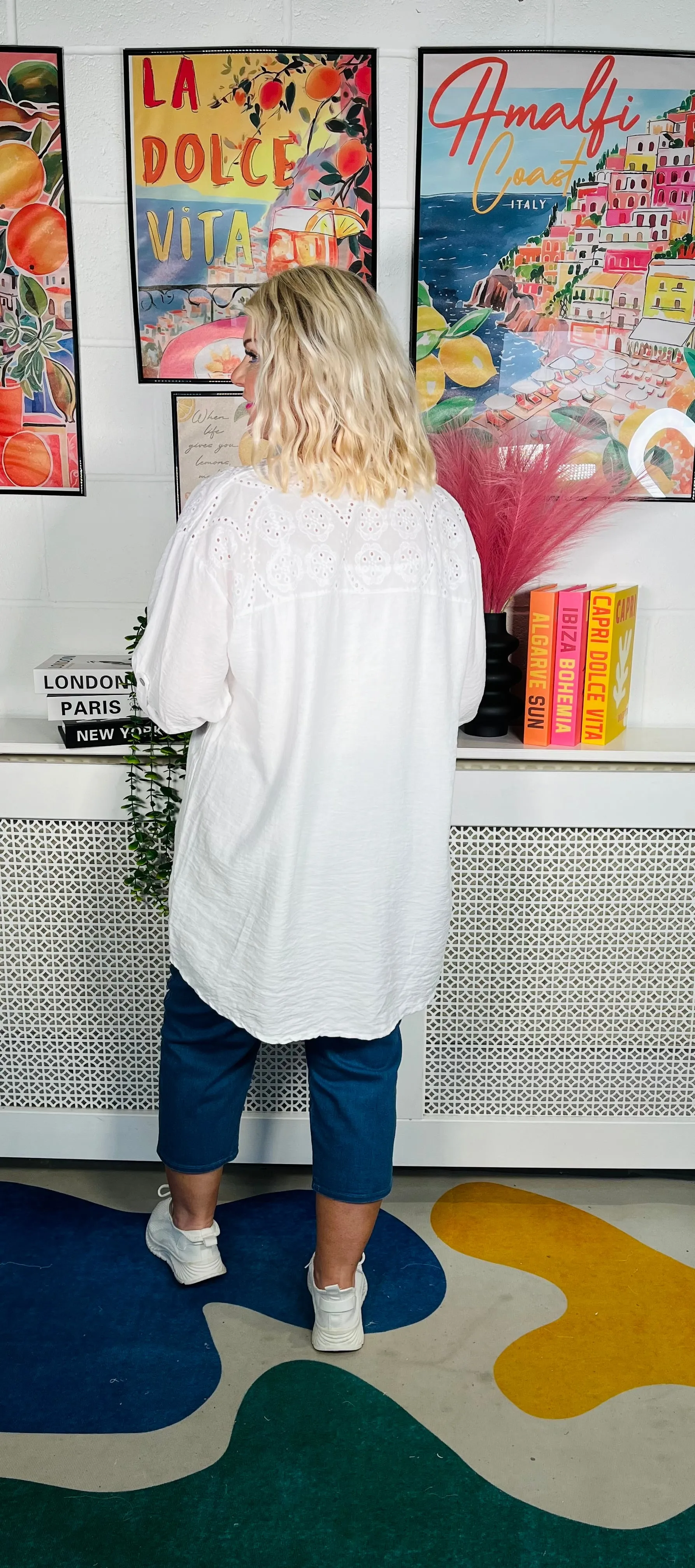 Palm Haven Button Tunic - White